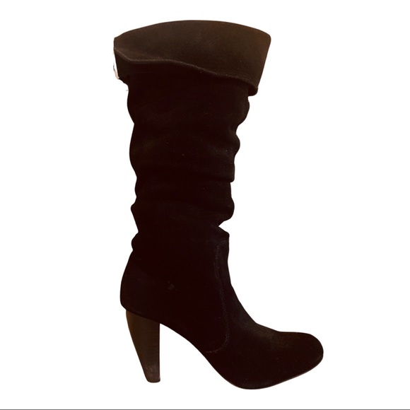 STEVE MADDEN Black Slouch Suede Boots with Back Buckle - Picture 7 of 7